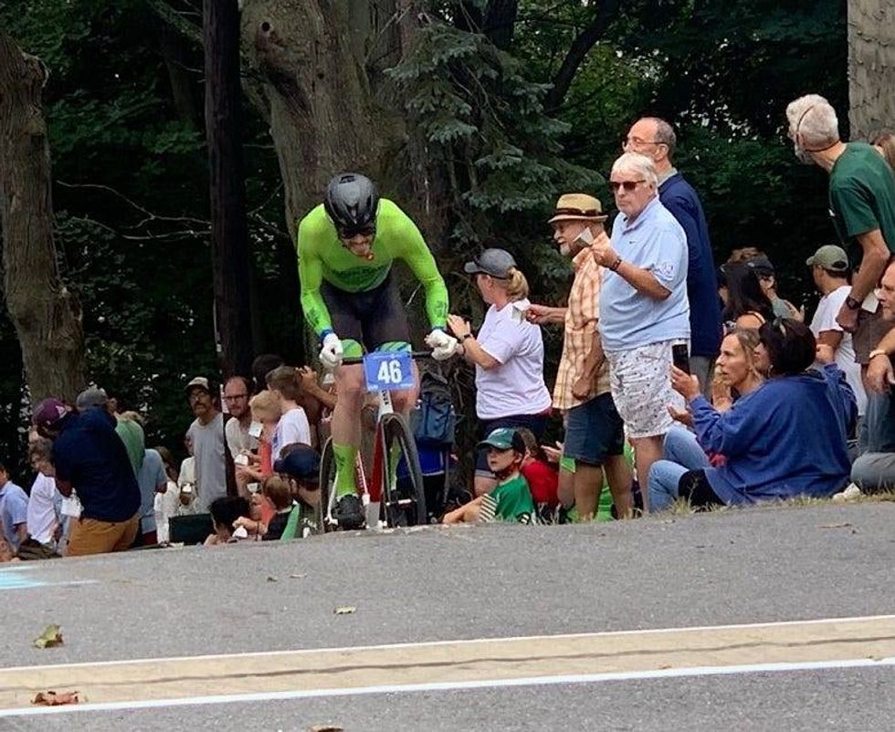 cyclist at top of hill