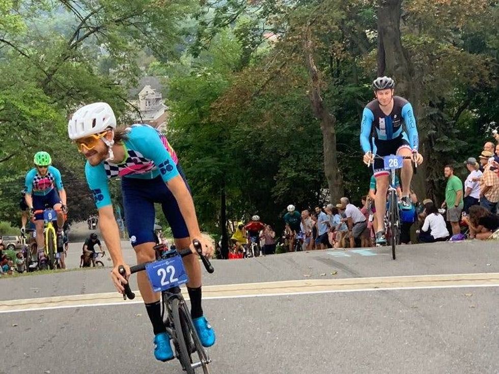 cyclists at top of hill