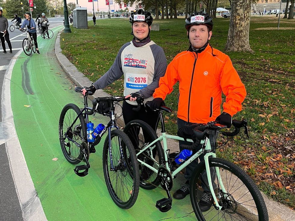 Cyclists Nili and Robert Self took part in the first Philly Bike Ride Saturday.