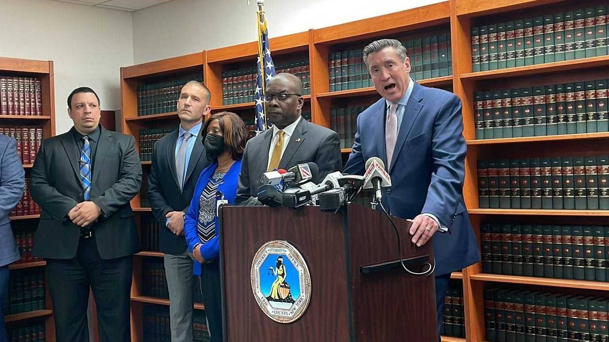 DA John Flynn in the Erie County DA office announcing the indictment