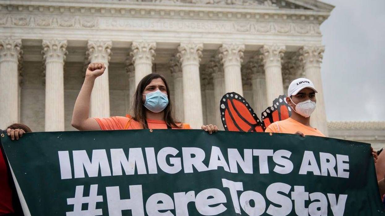 DACA recipients and their supporters rally outside the U.S. Supreme Court on June 18, 2020 in Washington, DC.