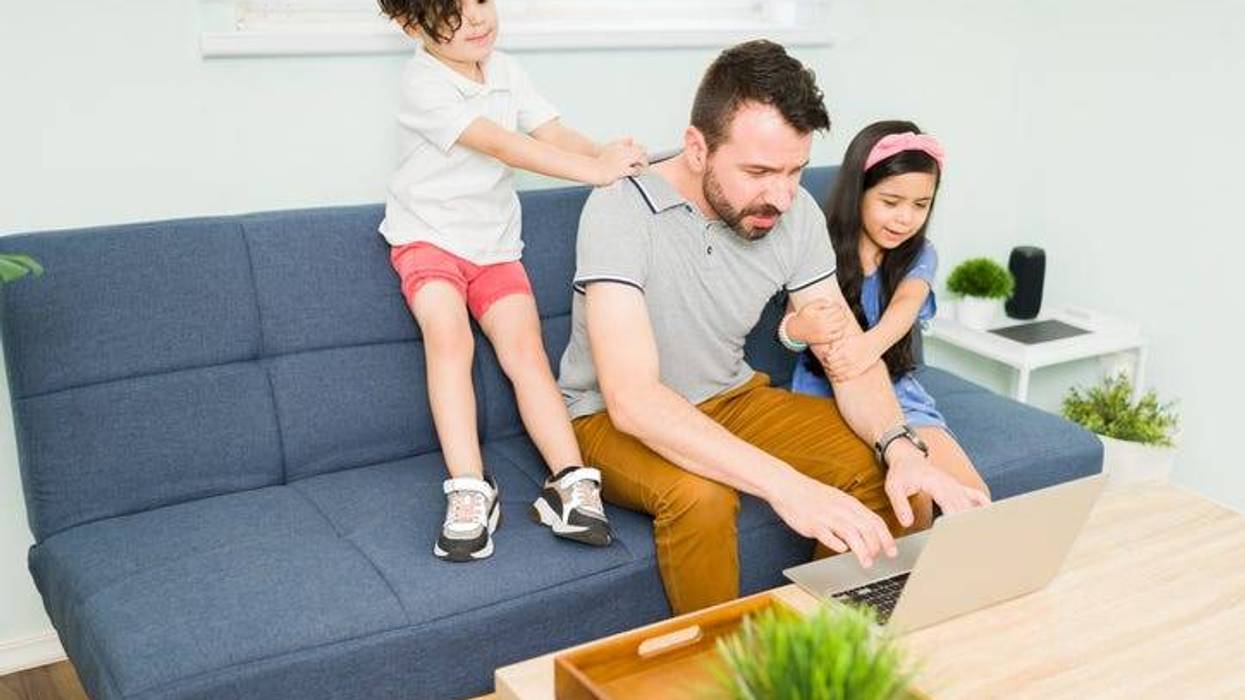 Dad working from home