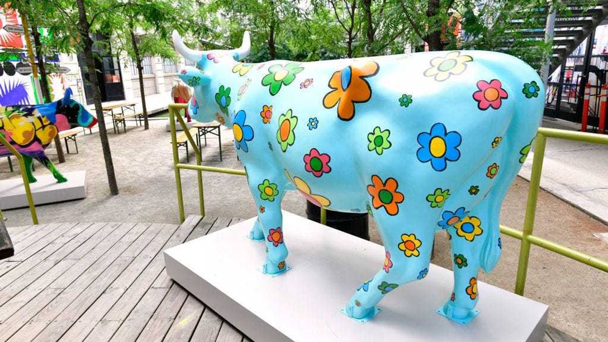 "Daisy" cow painted by Eve Plumb on display at the CowParade 2021 launch event hosted by God’s Love We Deliver at the Artist Studio sponsored by CLEAR in Industry City on August 5, 2021 in Brooklyn, NY.