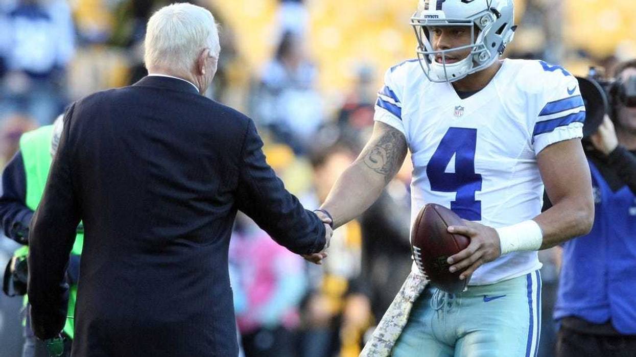 Dallas Cowboys owner Jerry Jones and quarterback Dak Prescott