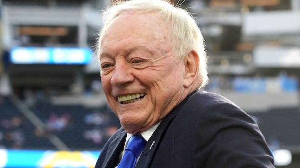 Dallas Cowboys owner Jerry Jones reacts during the game against the Los Angeles Chargers at SoFi Stadium