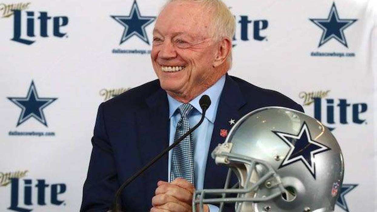 Dallas Cowboys owner Jerry Jones smiles as he answers questions during a press conference at Ford Center at the Star