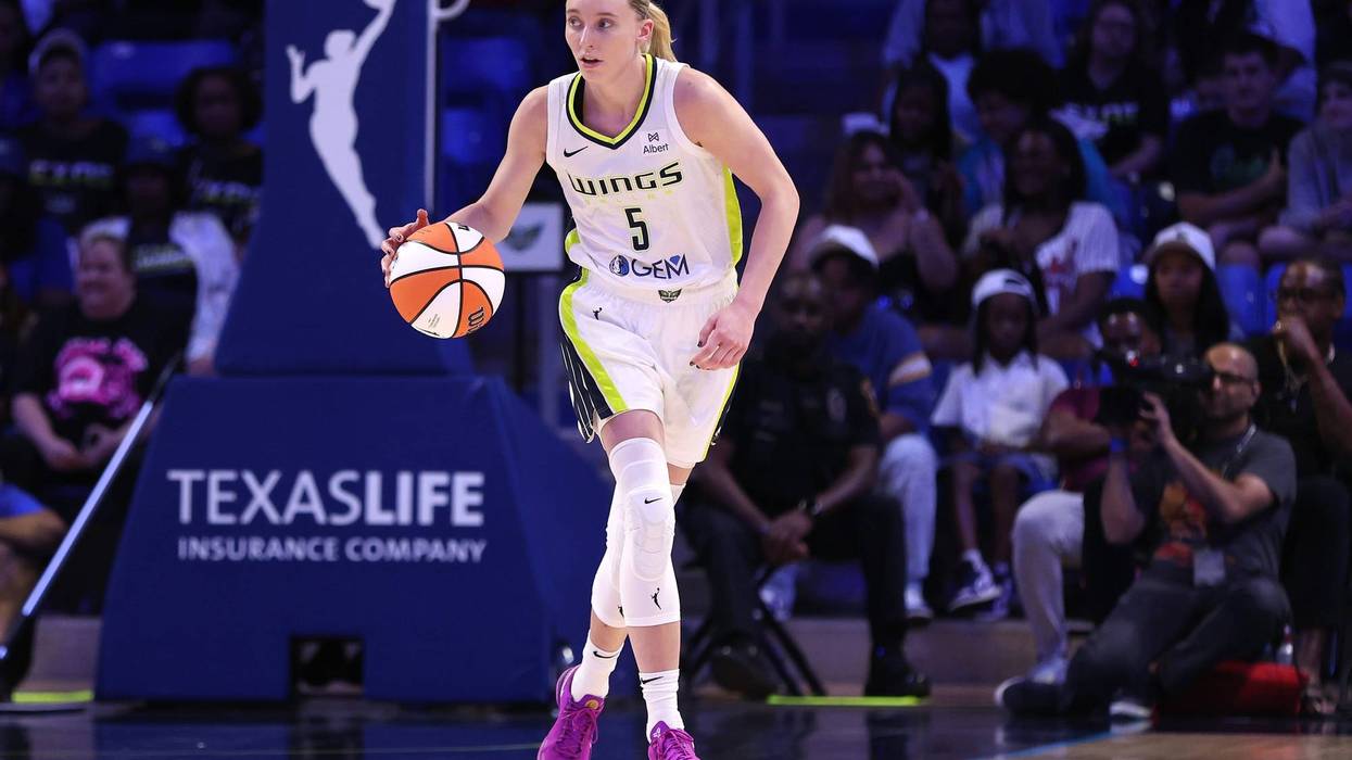 Dallas Wings' Paige Bueckers brings the ball up the court
