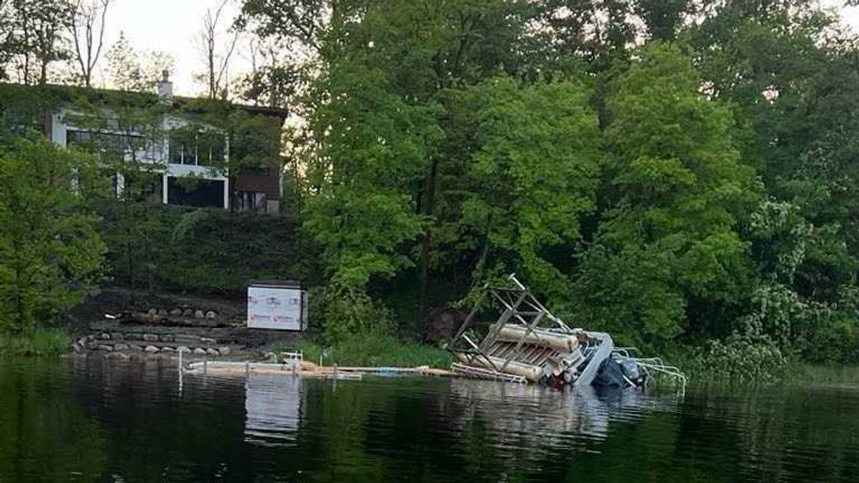 Damage on Cedar Lake near Deerwood, Minnesota where a possible tornado came through Wednesday.