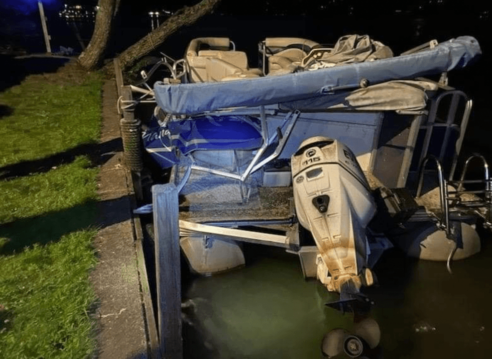 Damage sustained to boat from hit-and-run