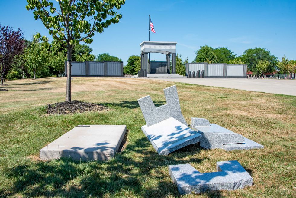 Damage to the NF Veterans Memorial Bench.