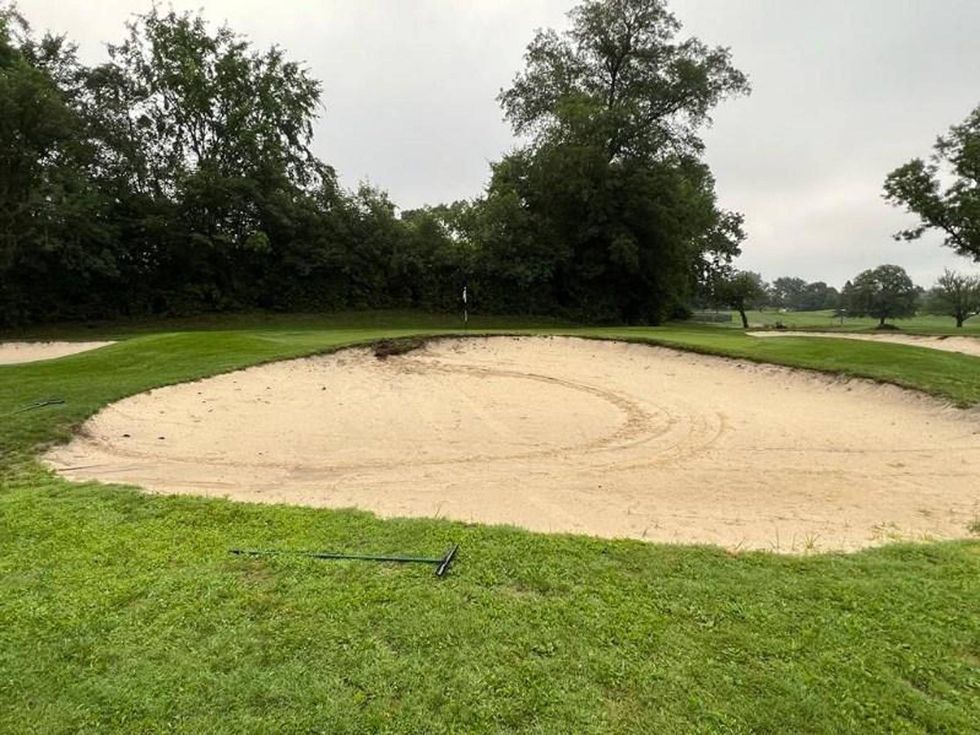 Damage to the Warren Valley Golf Course in Dearborn Heights caused by vandals on a golf cart