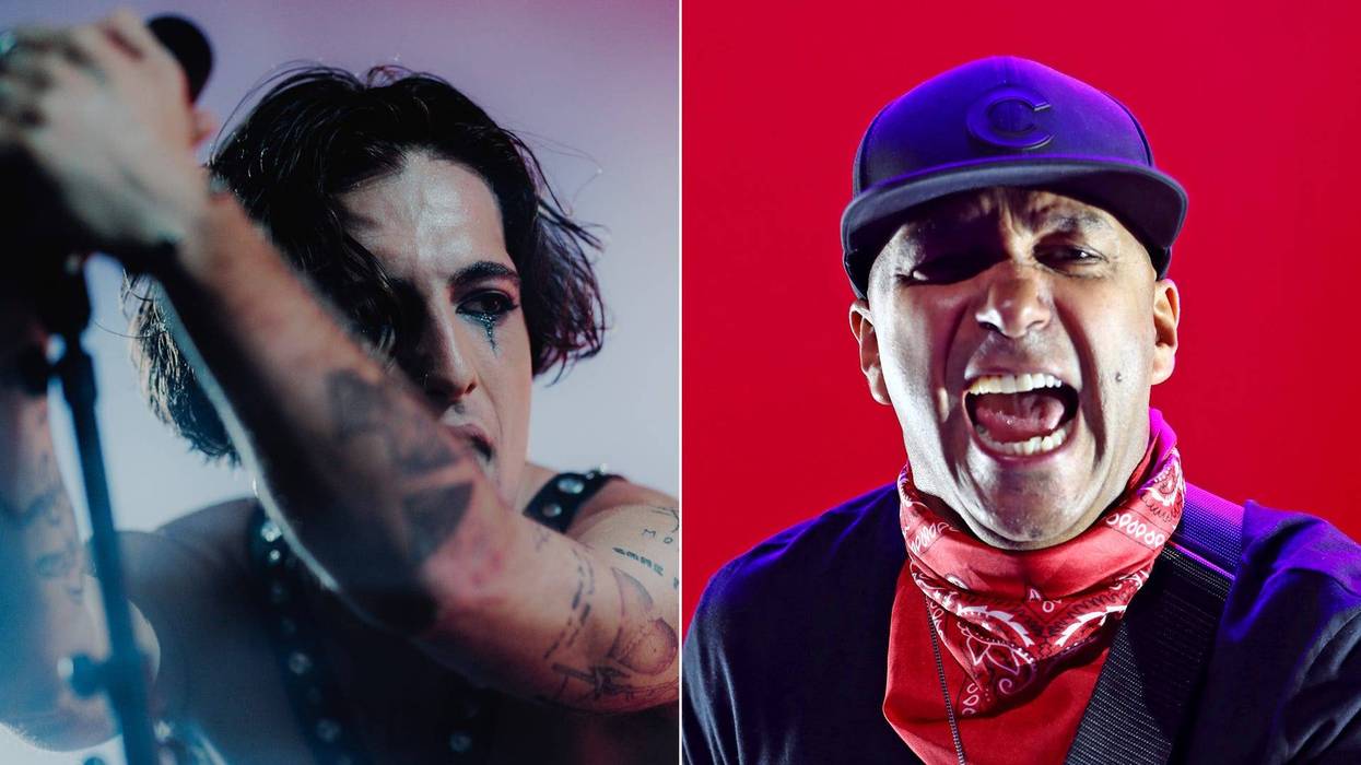 Damiano David of Måneskin and Tom Morello of Rage Against The Machine