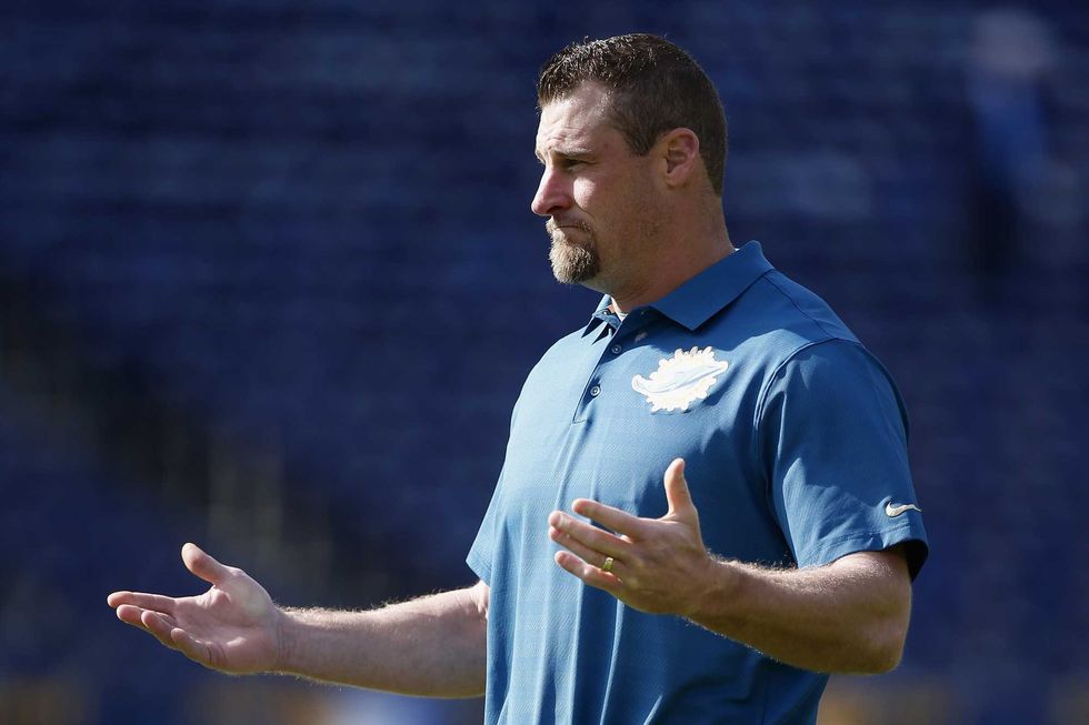 Dan Campbell during his stint as Dolphins interim coach