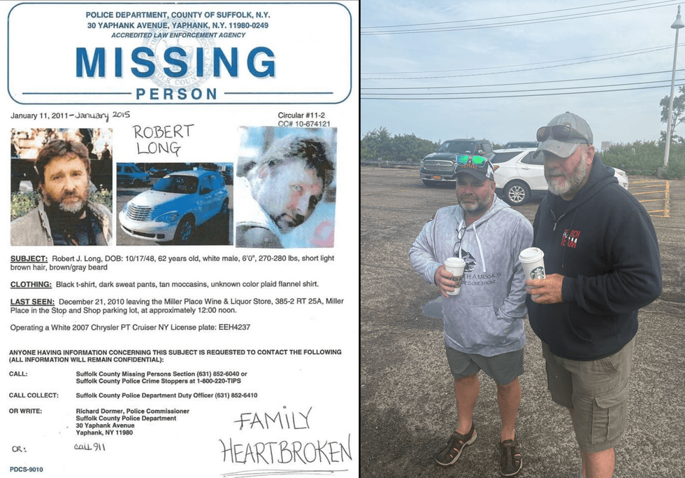 Dan Pritchard and Bill McIntosh, of Adventures with Purpose, said they seek to bring closure to the families of missing people like Robert Long, who went missing nearly 15 years ago in December 2010