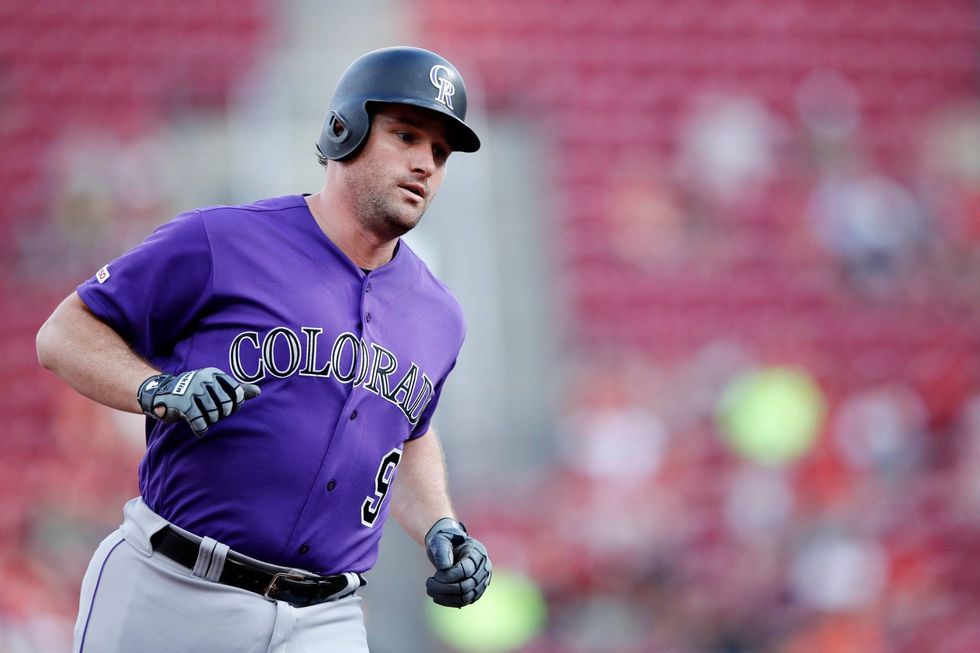 Daniel Murphy trotting around the bases after a three-run homer