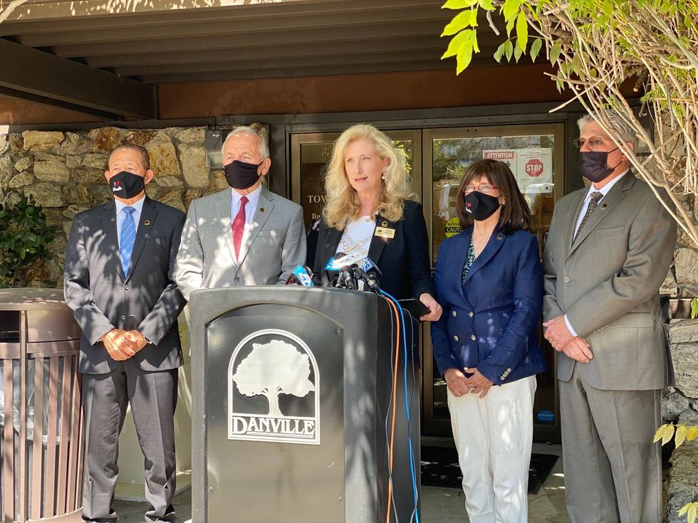 Danville Mayor Renee Morgan speaks at a press conference on Wednesday.