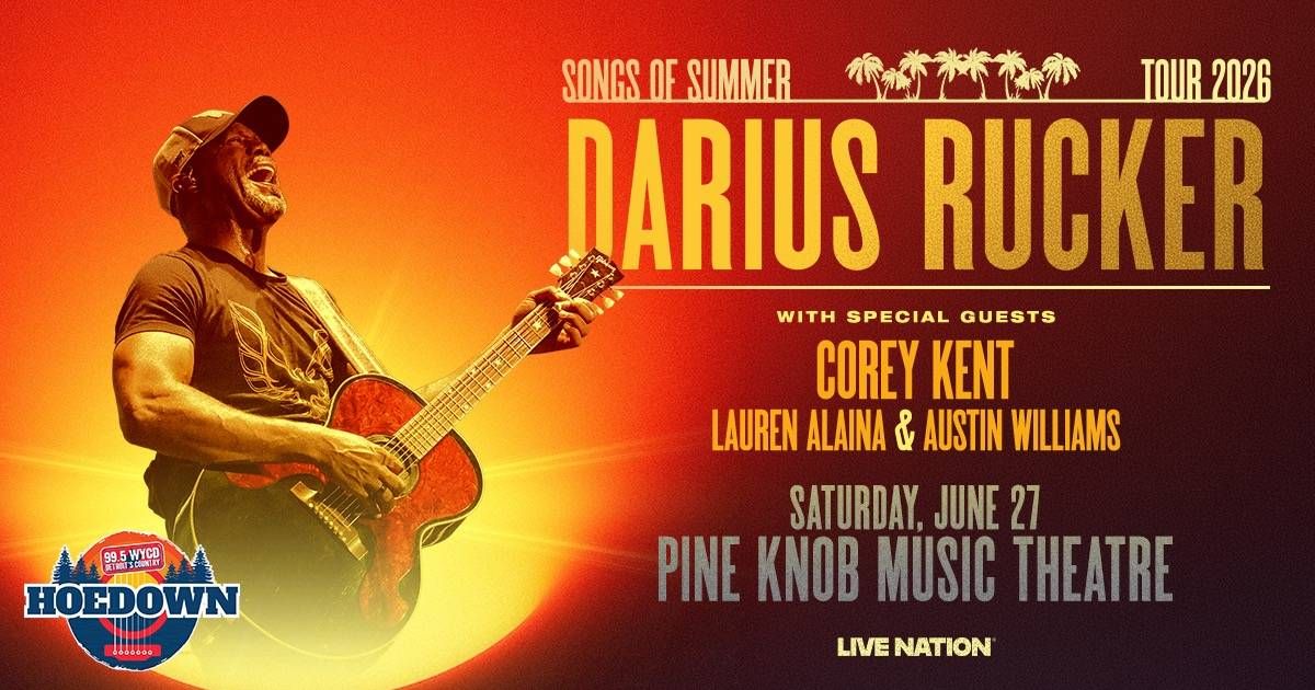 Darius Rucker concert poster for Songs of Summer Tour 2026, June 27 at Pine Knob.