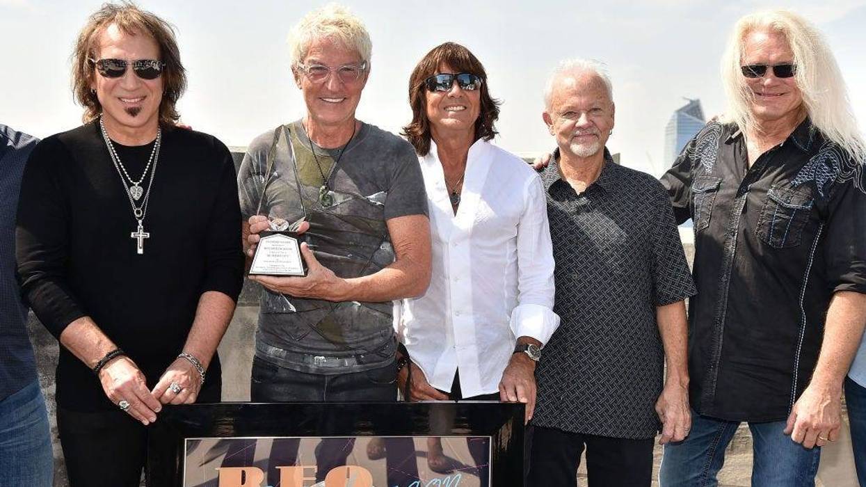 Dave Amato, Kevin Cronin, Bryan Hitt, Neal Doughty and Bruce Hall attend REO Speedwagon Receives RIAA Diamond Award For "Hi Infidelity" at Sony Music on August 17, 2017 in New York City.
