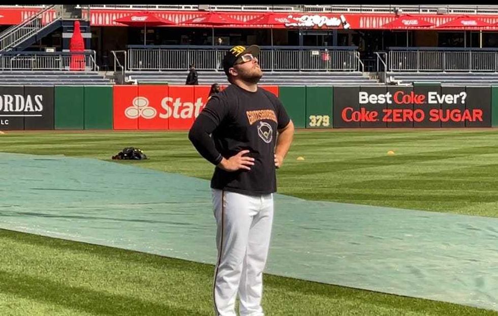 David Bednar looking at the eclipse