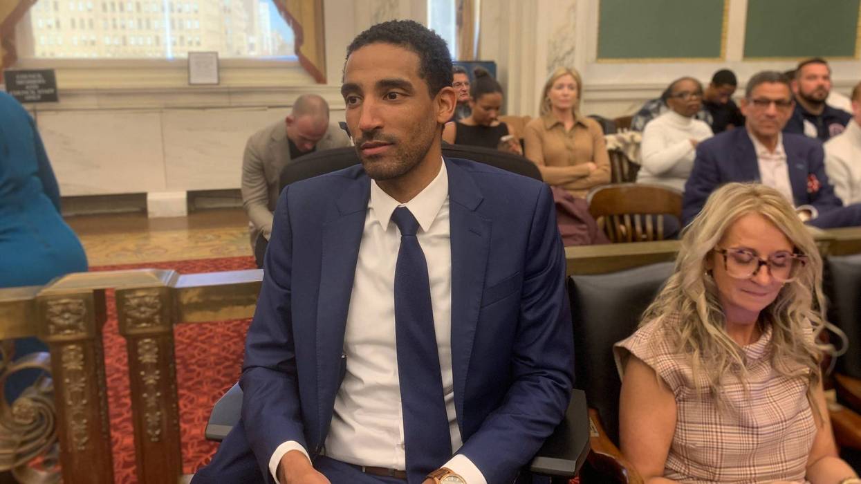 David Gould, Philadelphia 76ers chief diversity and impact officer, testifies before Philadelphia City Council in the second day of hearings on the Center City arena the team is seeking.