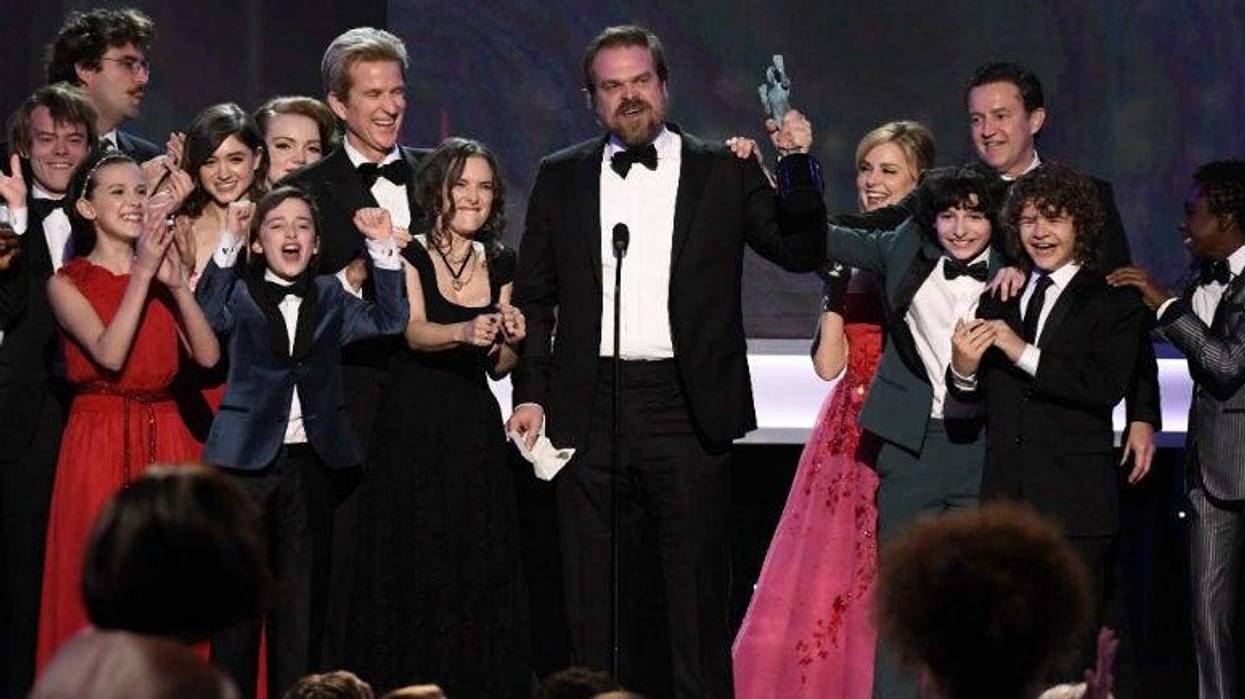 David Harbour speaks as cast members of Stranger Things (Netflix) accept the award for Outstanding Performance by an Ensemble in a Drama Series during the 23rd Annual Screen Actors Guild Awards