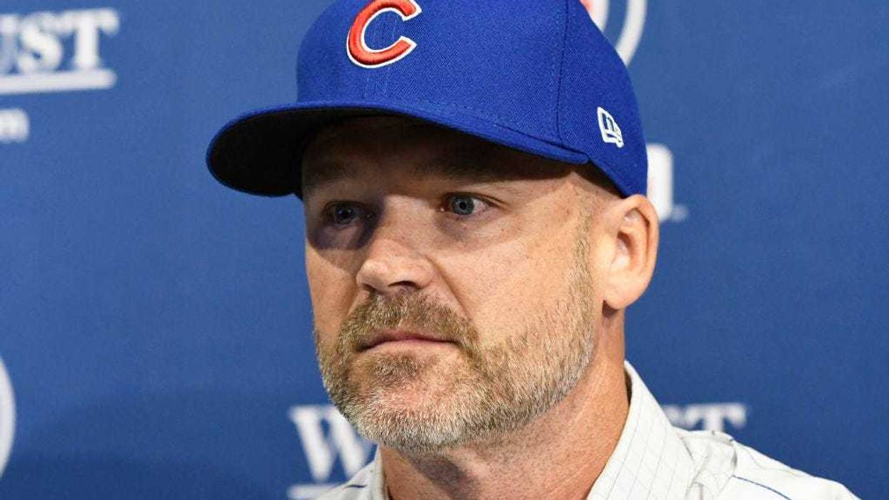 David Ross, new manager of the Chicago Cubs, talks to the media during a press conference at Wrigley Field on October 28, 2019 in Chicago, Illinois.
