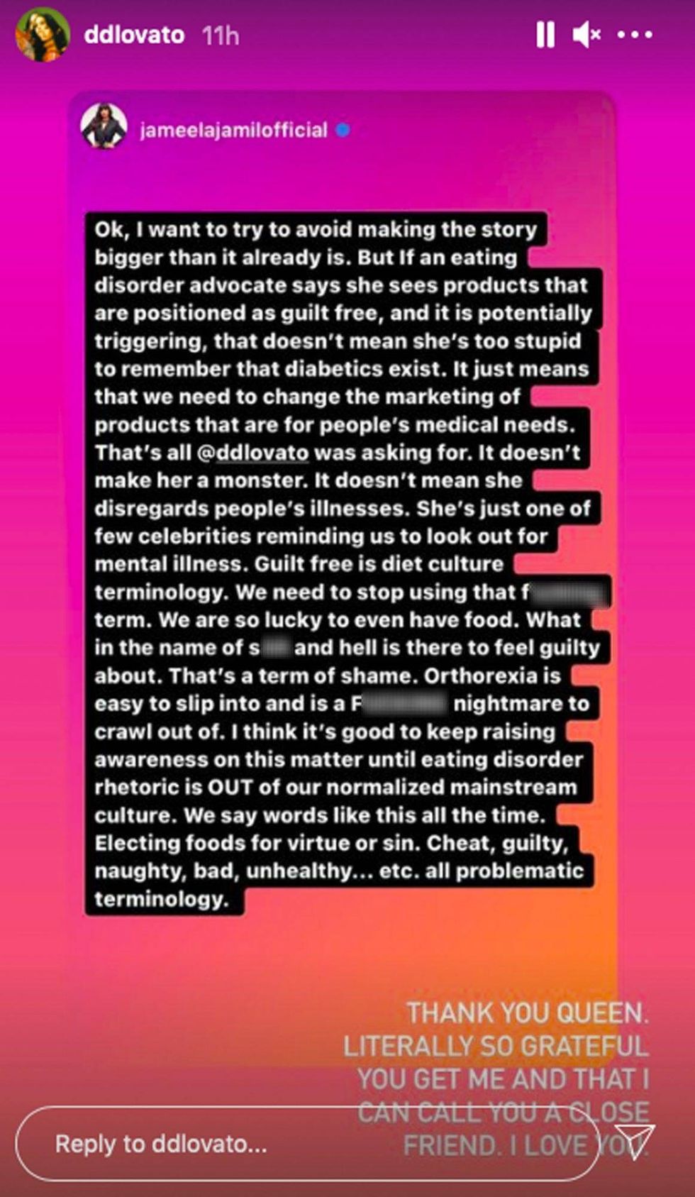 @ddlovato IG Screenshot April 20