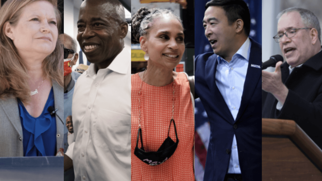 (De izquierda a derecha) Kathryn García, Eric Adams, Maya Wiley, Andrew Yang y Scott Stringer.