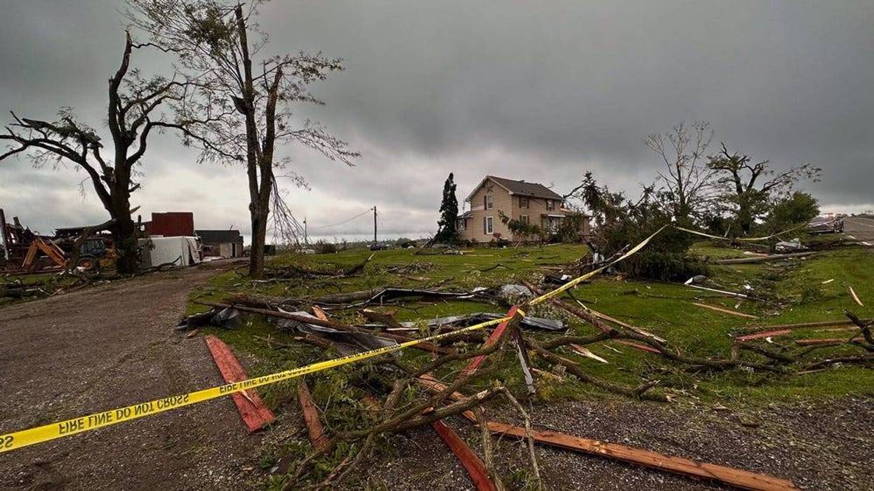Debris and damage seen at the Dietz Farm on Dietz Road near Williamston
