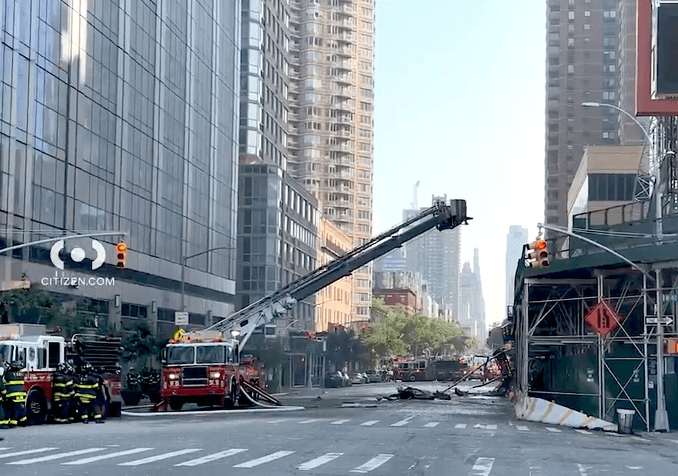 Debris littered 10th Avenue after the collapse