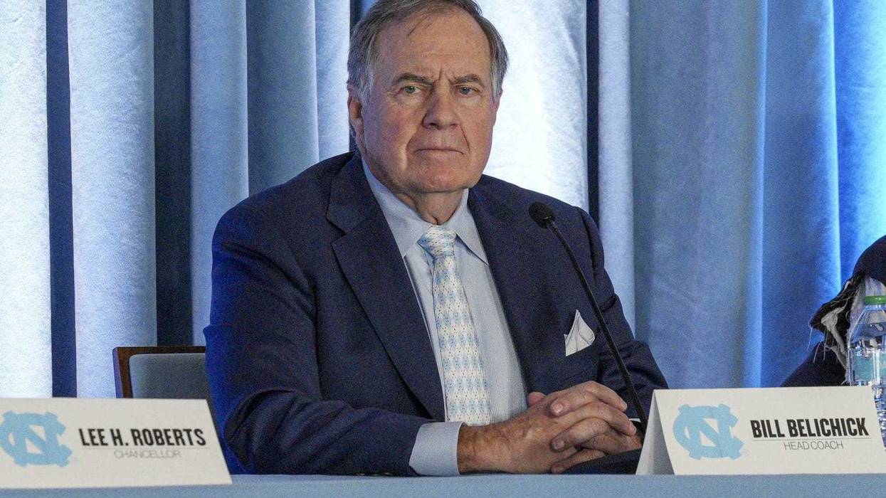 Dec 12, 2024; Chapel Hill, NC, USA; North Carolina Tar Heels new head coach Bill Belichick speaks to the media at Loudermilk Center for Excellence. Mandatory Credit: Jim Dedmon-Imagn Images