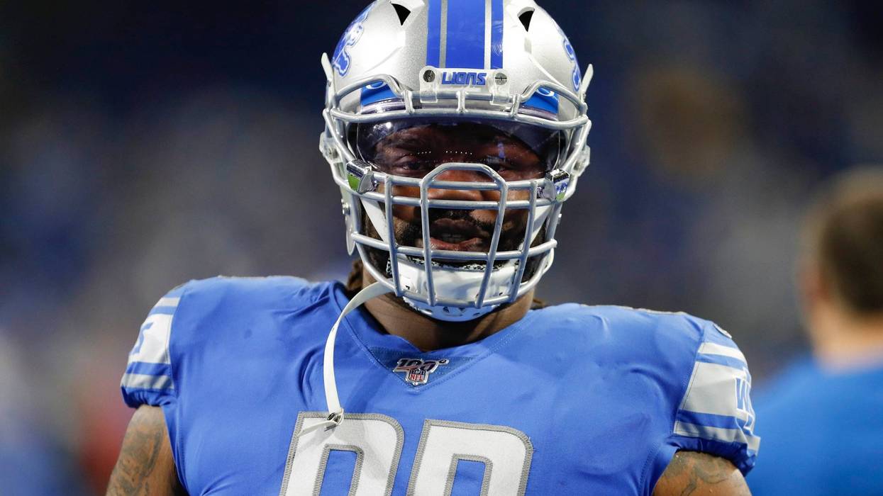 Dec 15, 2019; Detroit, MI, USA; Detroit Lions defensive tackle Damon Harrison (98) warms up before the game against the Tampa Bay Buccaneers at Ford Field. Mandatory Credit: Raj Mehta-USA TODAY Sports