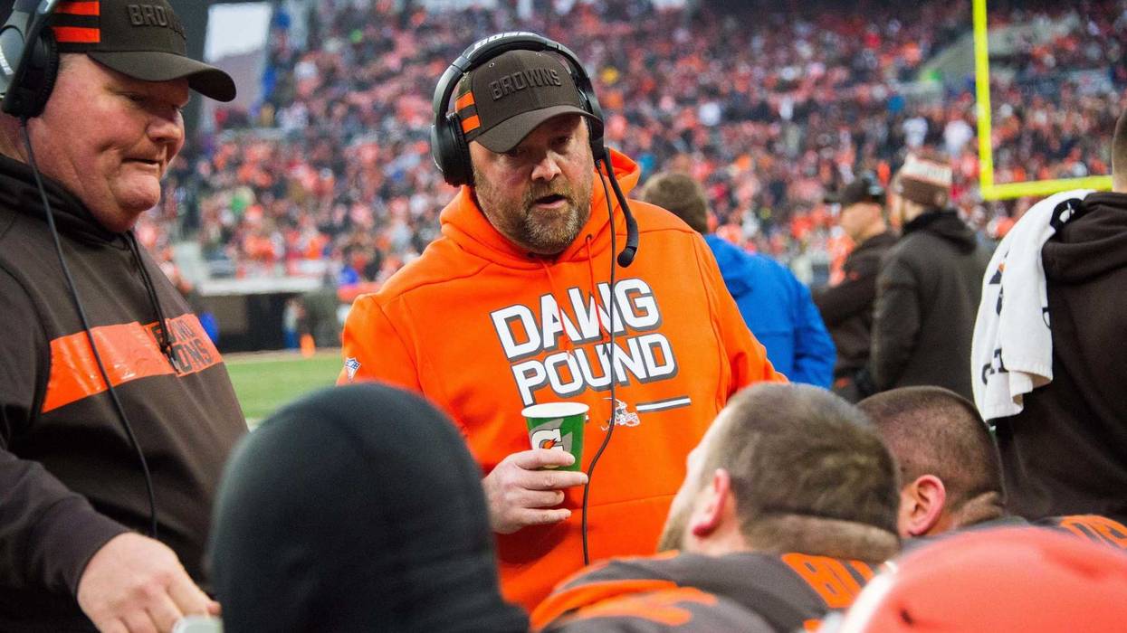 Dec 23, 2018; Cleveland, OH, USA; Cleveland Browns offensive coordinator Freddie Kitchens during the second half at FirstEnergy Stadium. Mandatory Credit: Ken Blaze-USA TODAY Sports