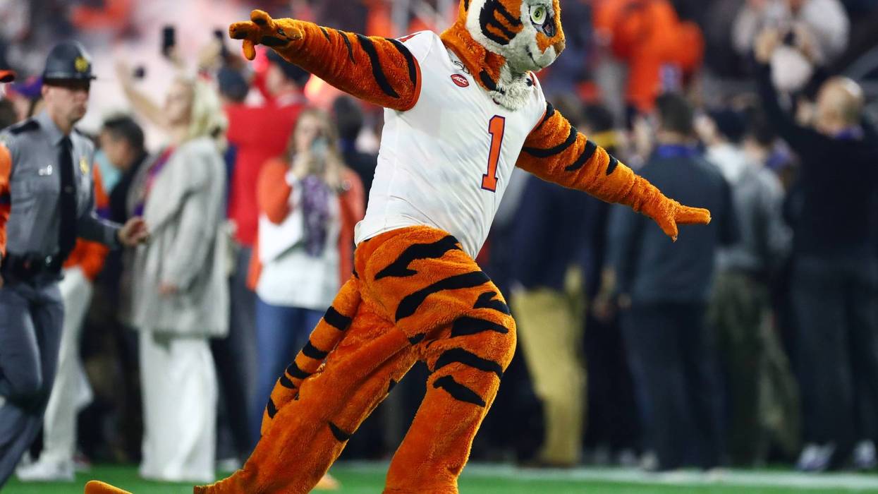Dec 28, 2019; Glendale, AZ, USA; Clemson Tigers mascot performs before the 2019 Fiesta Bowl college football playoff semifinal game against the Ohio State Buckeyes at State Farm Stadium. Mandatory Credit: Matthew Emmons-USA TODAY Sports