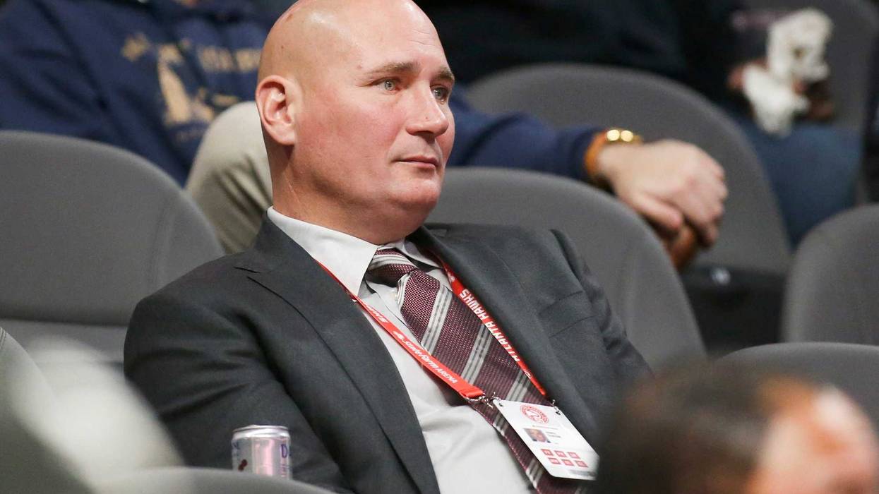Dec 5, 2018; Atlanta, GA, USA; Atlanta Hawks general manager Travis Schlenk watches a game against the Washington Wizards in the fourth quarter at State Farm Arena. Mandatory Credit: Brett Davis-USA TODAY Sports