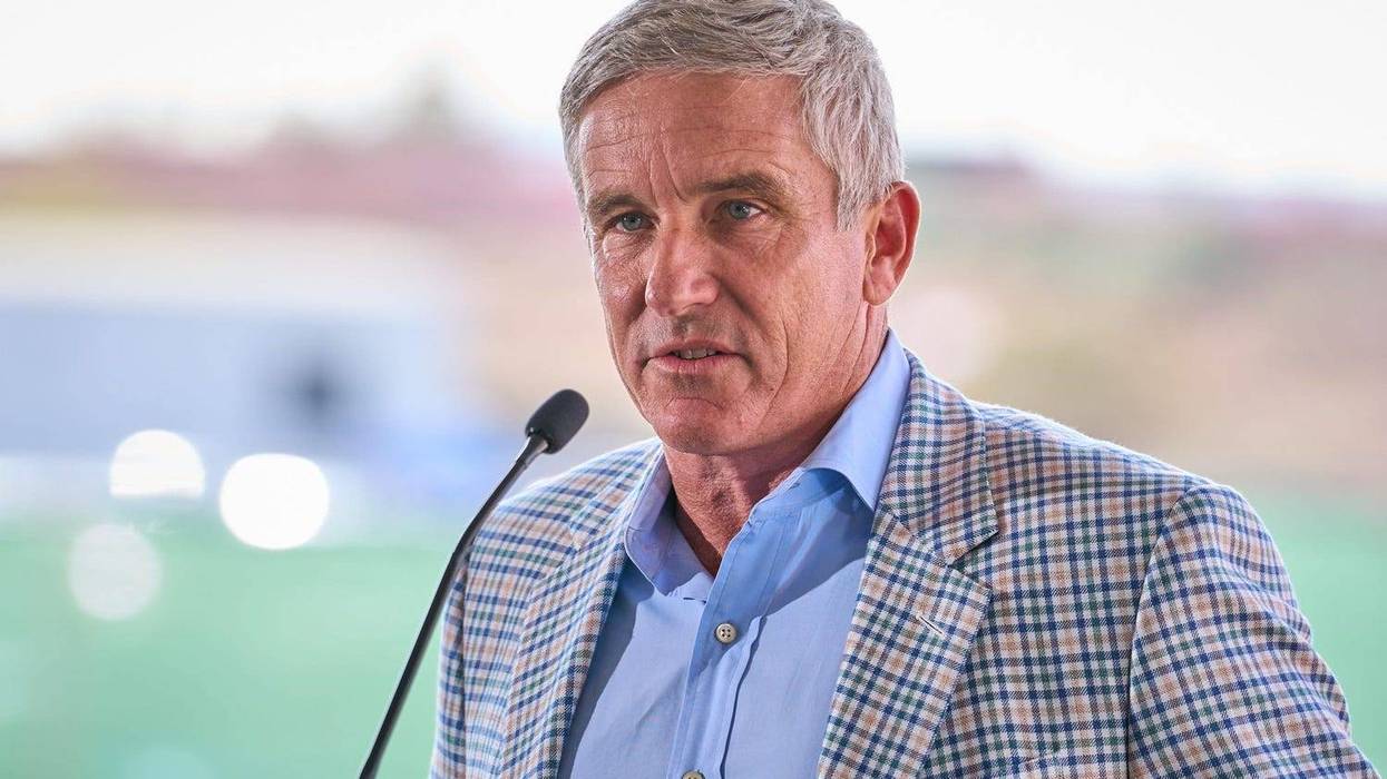 Dec 5, 2022; Scottsdale, AZ, USA; PGA Tour commissioner Jay Monahan addresses the crowd during the DraftKings Sportsbook groundbreaking ceremony at the TPC Scottsdale Champions Course on Monday,