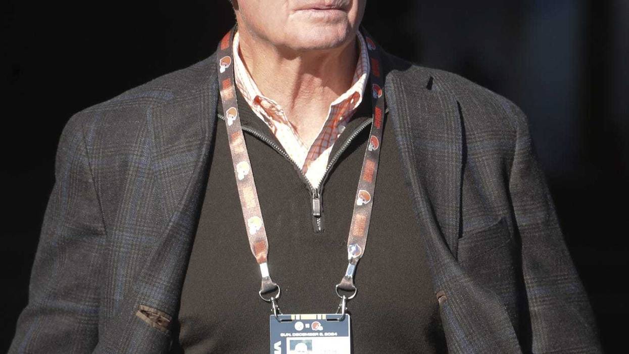 Dec 8, 2024; Pittsburgh, Pennsylvania, USA; Cleveland Browns owner Jimmy Haslam walks to the field to watch the Browns warm up against the Pittsburgh Steelers at Acrisure Stadium.