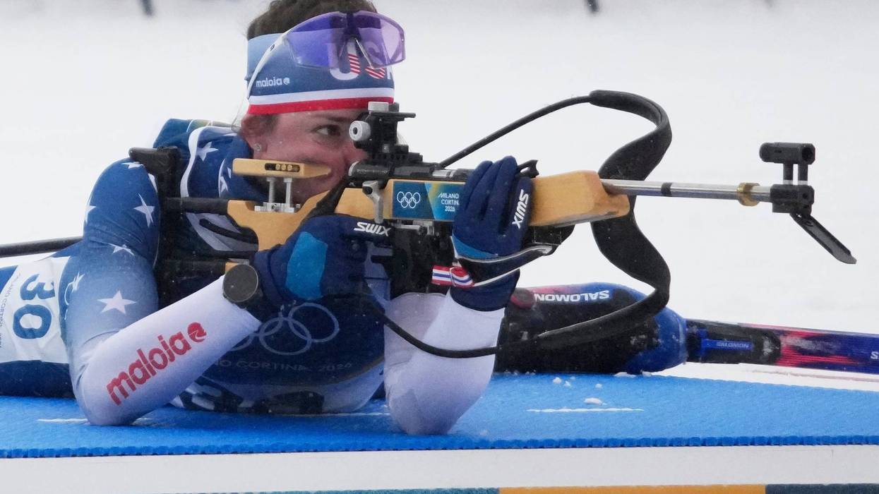 Deedra Irwin of the United States competes during the biathlon women's 17.5 km sprint at the 2026 Winter Olympics, in Anterselva, Italy, Saturday, Feb. 14, 2026.