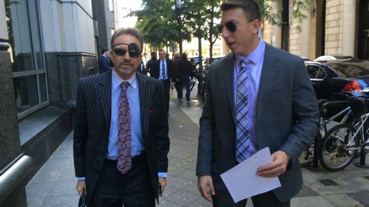 Defense lawyer Perry de Marco, Sr and Ari Goldstein outside the Criminal Justice Center