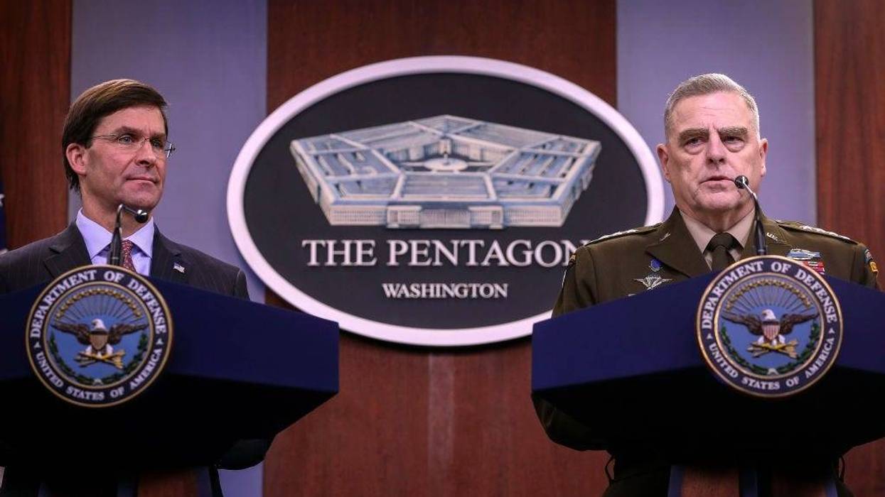 Defense Secretary Mark Esper And Joint Chiefs Of Staff Chairman Army Gen. Mark Milley Brief The Media At The Pentagon