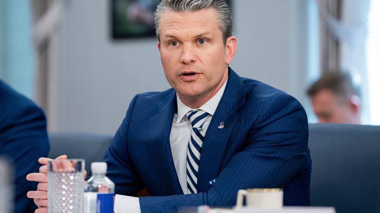 Defense Secretary Pete Hegseth speaks during a meeting with El Salvador's Minister of National Defense Rene Merino Monroy at the Pentagon, Wednesday, April 16, 2025, in Washington.