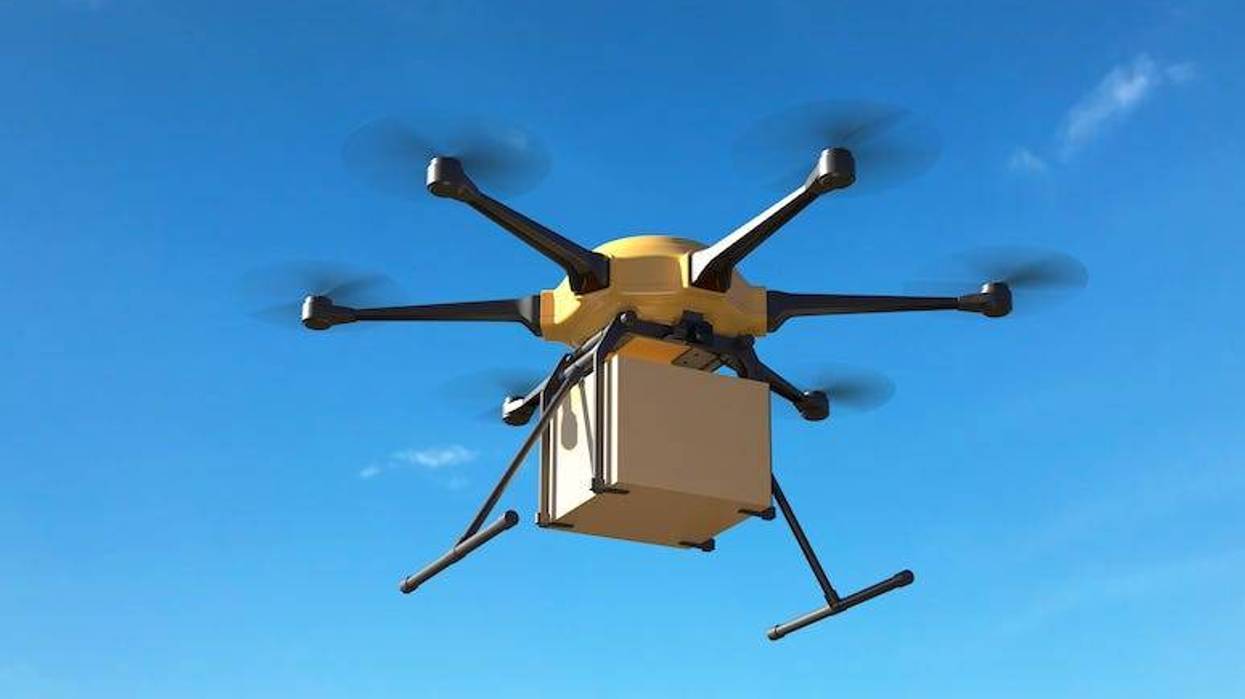 Delivery drone in flight