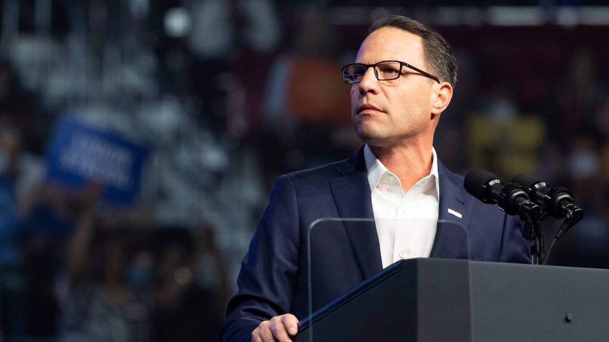 Democratic nominee for Pennsylvania Governor Josh Shapiro speaks on stage at a Democratic campaign event with the support of President Joe Biden and former President Barack Obama, held at Temple University in Philadelphia, PA on November 5, 2022. (Photo by Ryan Collerd/Sipa USA)