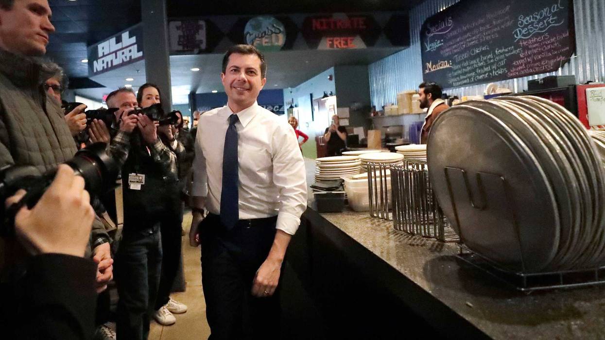 Democratic presidential candidate former South Bend, Ind., Mayor Pete Buttigieg arrives at Community Oven Pizza for a campaign event, Tuesday, Feb. 4, 2020, in Hampton, N.H