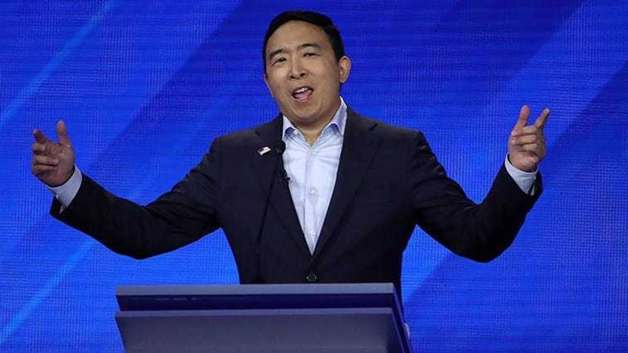Democratic presidential candidate former tech executive Andrew Yang speaks during the Democratic Presidential Debate at Texas Southern University's Health and PE Center on September 12, 2019 in Houston, Texas.