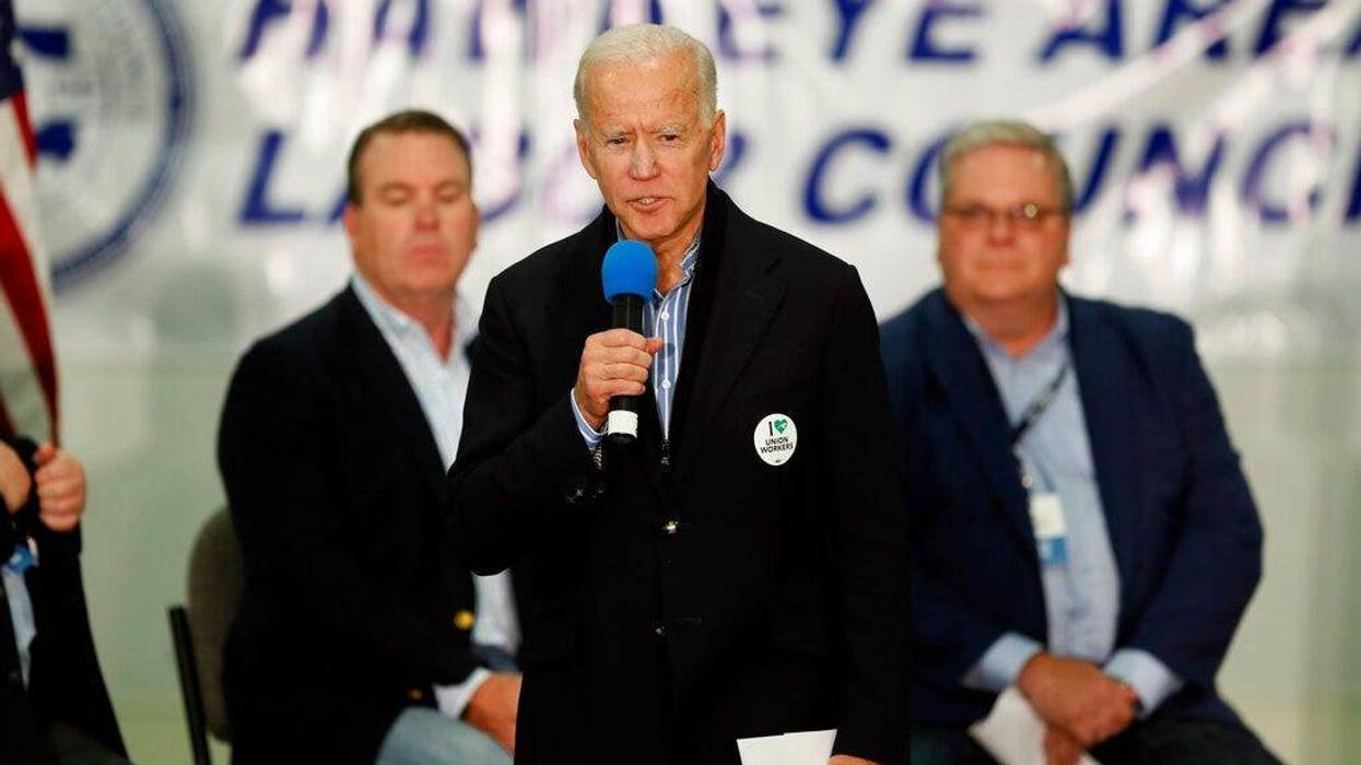 Democratic presidential candidate former Vice President Joe Biden speaks during a fund-raising fish fry for U.S. Rep. Abby Finkenauer, D-Iowa, Saturday, Nov. 2, 2019, at Hawkeye Downs Expo Center in Cedar Rapids, Iowa.