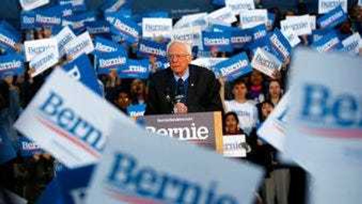 Democratic presidential candidate U.S. Sen. Bernie Sanders, I-Vt., speaks during a campaign rally at the University of Michigan in Ann Arbor, Mich., Sunday, March 8, 2020. (AP Photo/Paul Sancya)