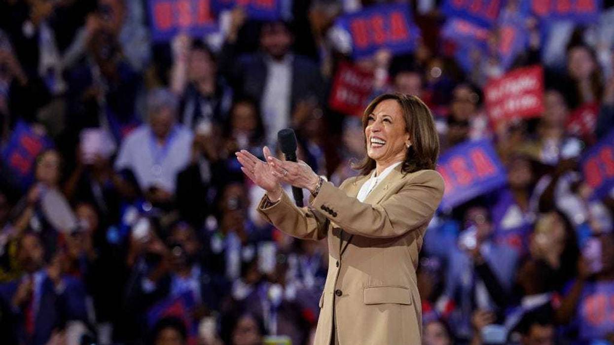 Democratic presidential candidate, U.S. Vice President Kamala Harris speaks onstage during the first day of the Democratic National Convention at the United Center on August 19, 2024 in Chicago, Illinois.
