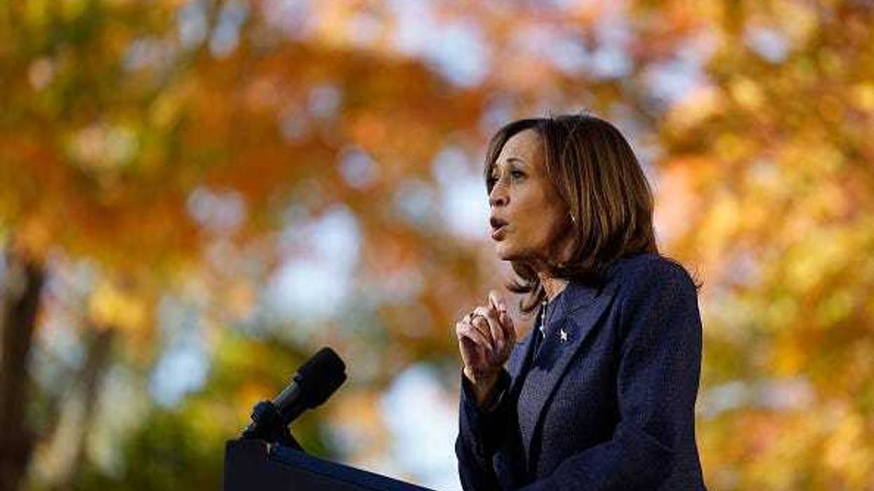 Democratic presidential nominee, U.S. Vice President Kamala Harris speaks at a campaign event at Washington Crossing Historic Park on October 16, 2024 in Washington Crossing, Pennsylvania.