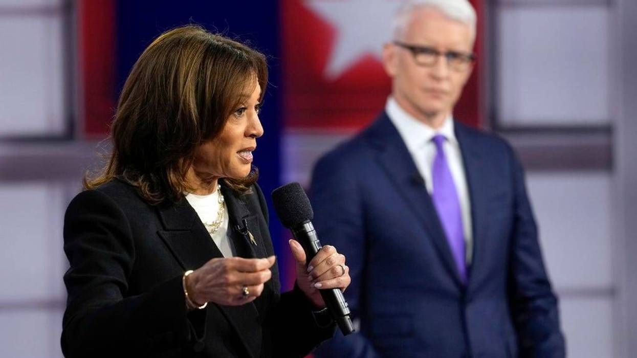 Democratic presidential nominee Vice President Kamala Harris speaks during a CNN town hall in Aston, Pa., on Wednesday.